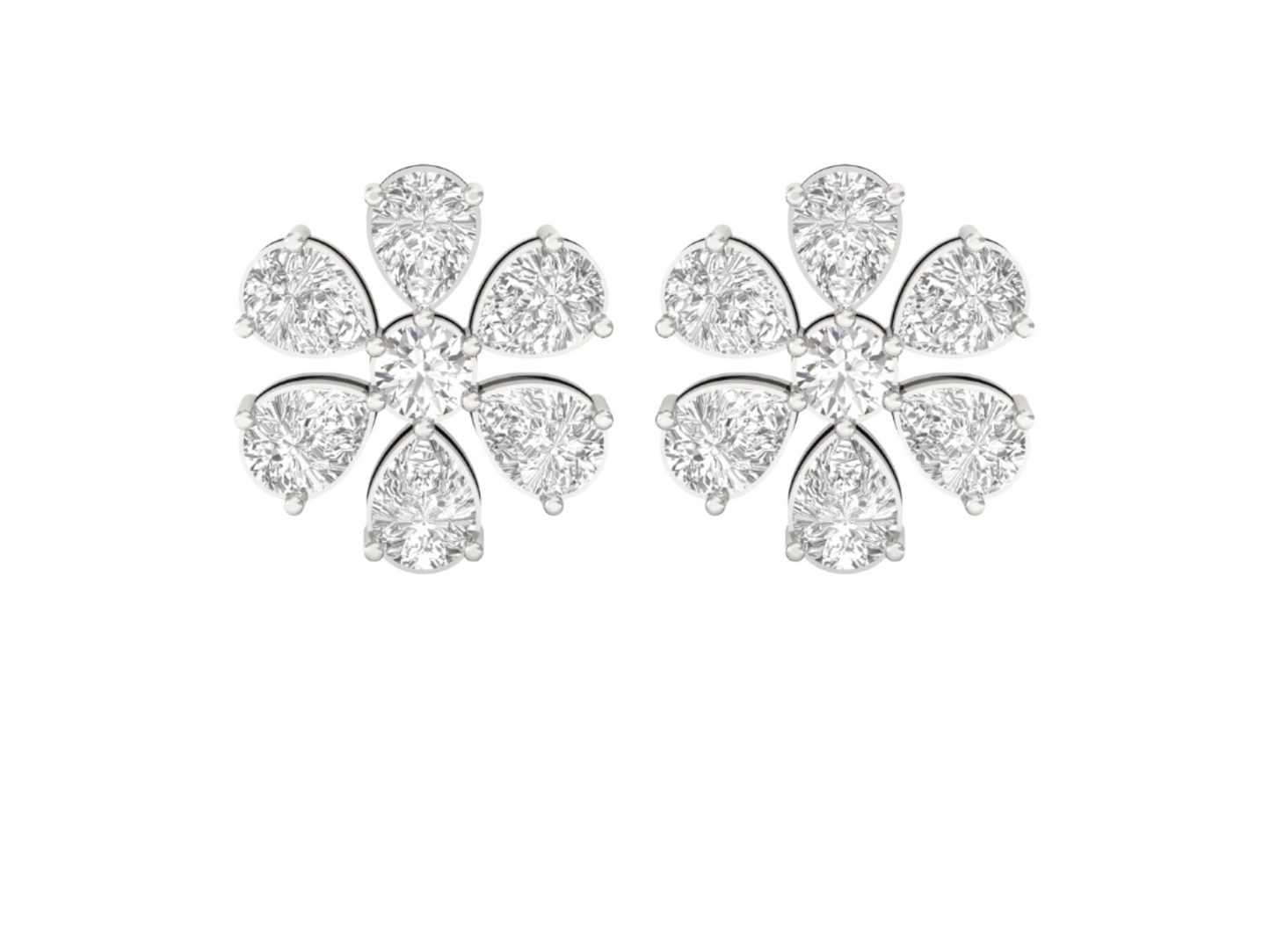 Diamond Petal Cluster Earrings