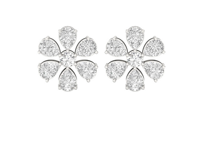 Diamond Petal Cluster Earrings