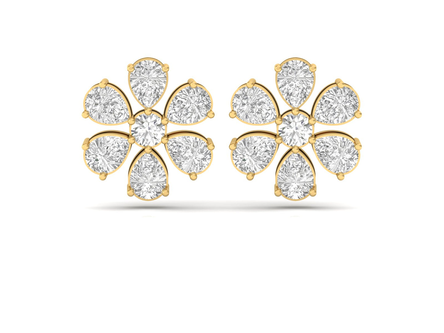 Diamond Petal Cluster Earrings