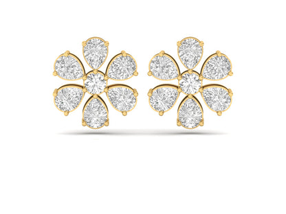 Diamond Petal Cluster Earrings