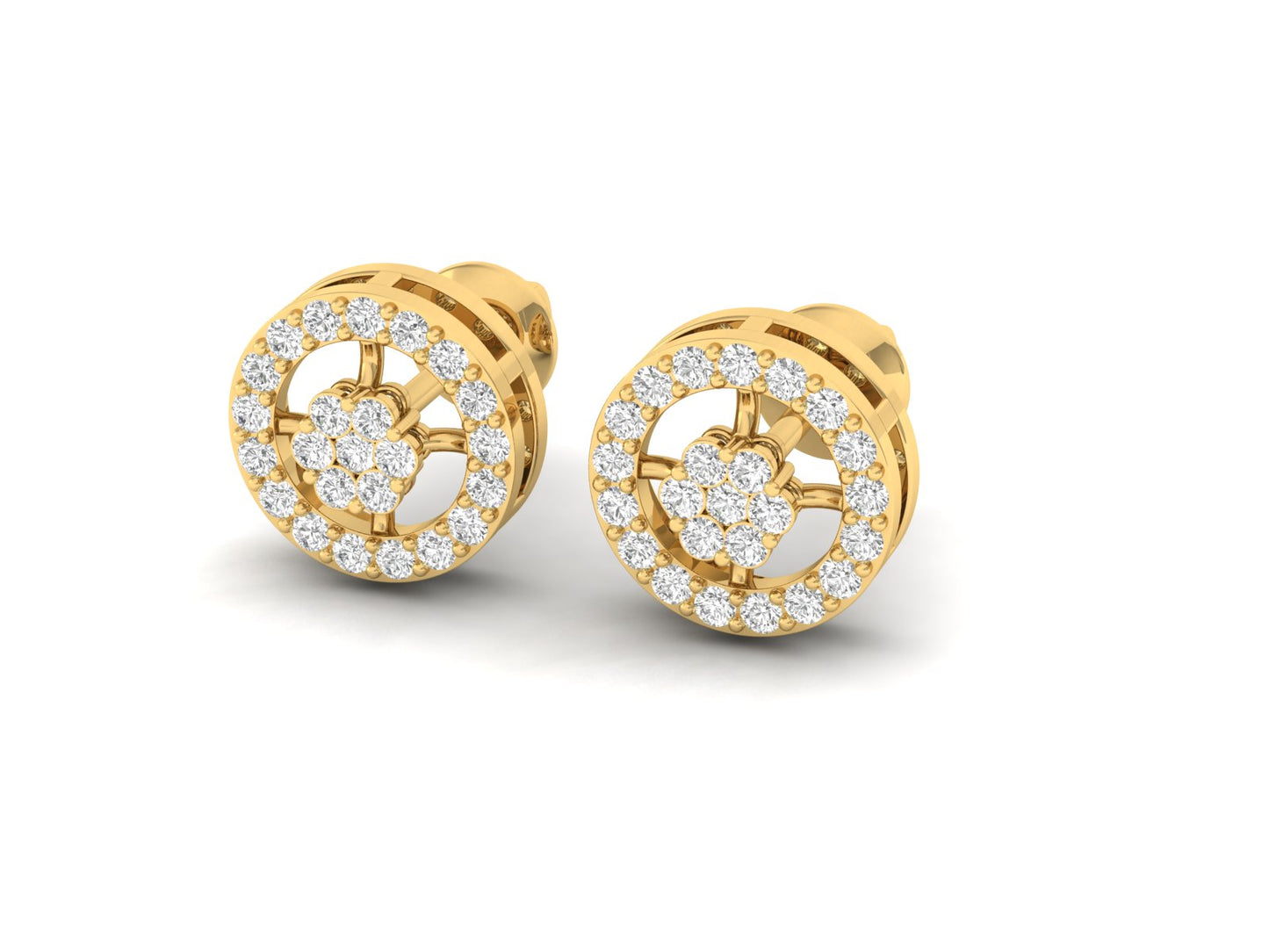 Dazzling Diamond Circle Stud Earrings