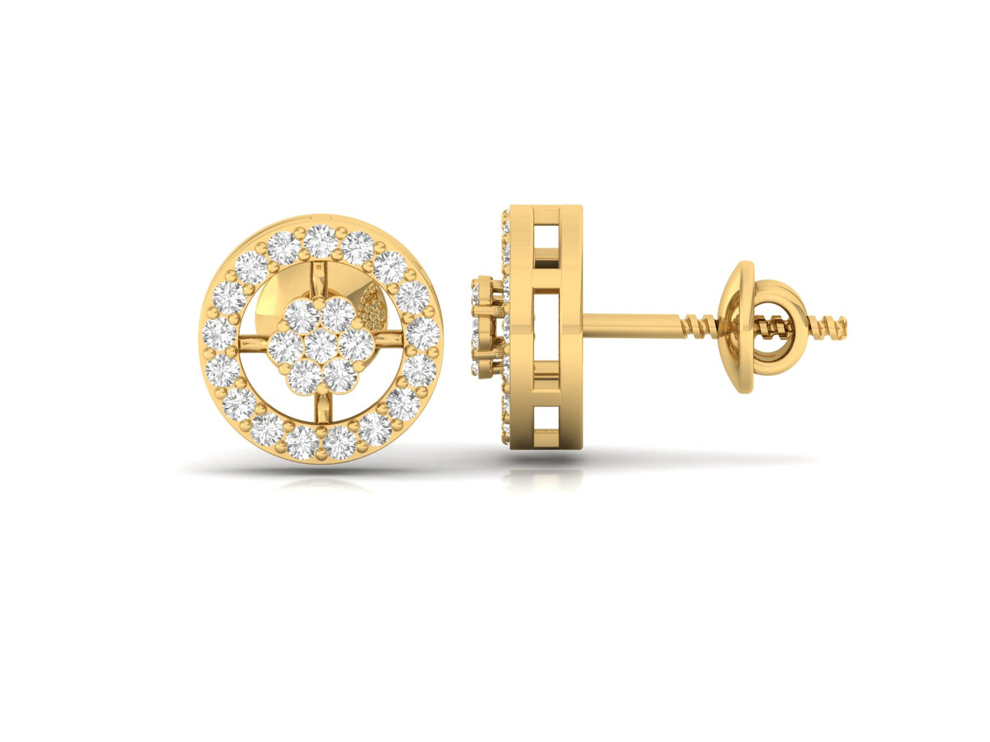 Dazzling Diamond Circle Stud Earrings