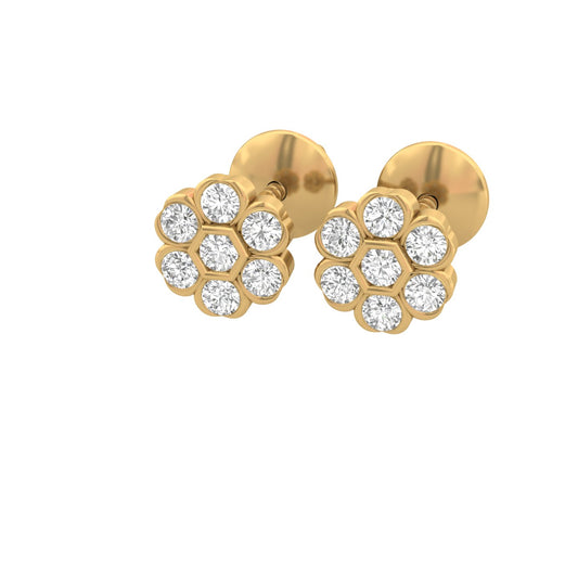 Floral Diamond Stud Earrings