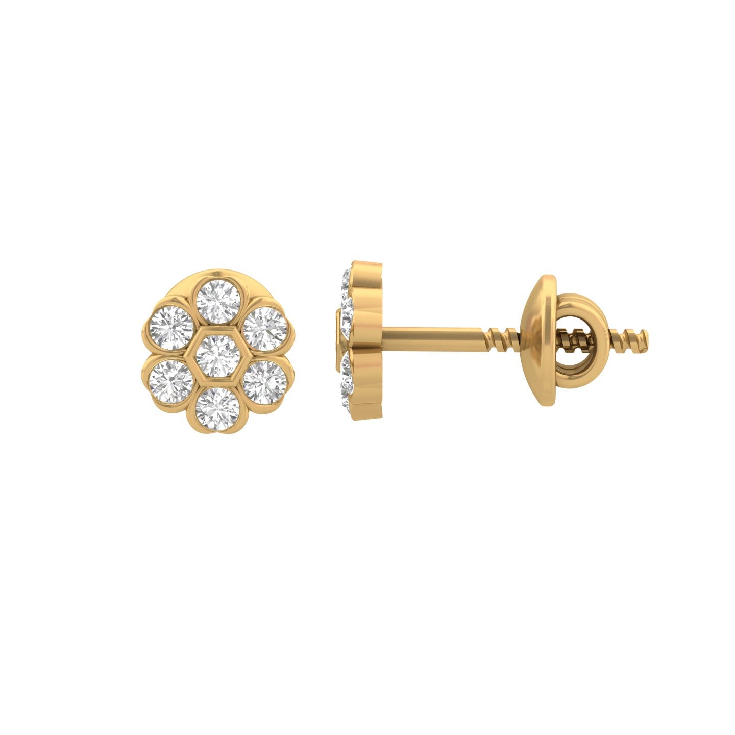Floral Diamond Stud Earrings