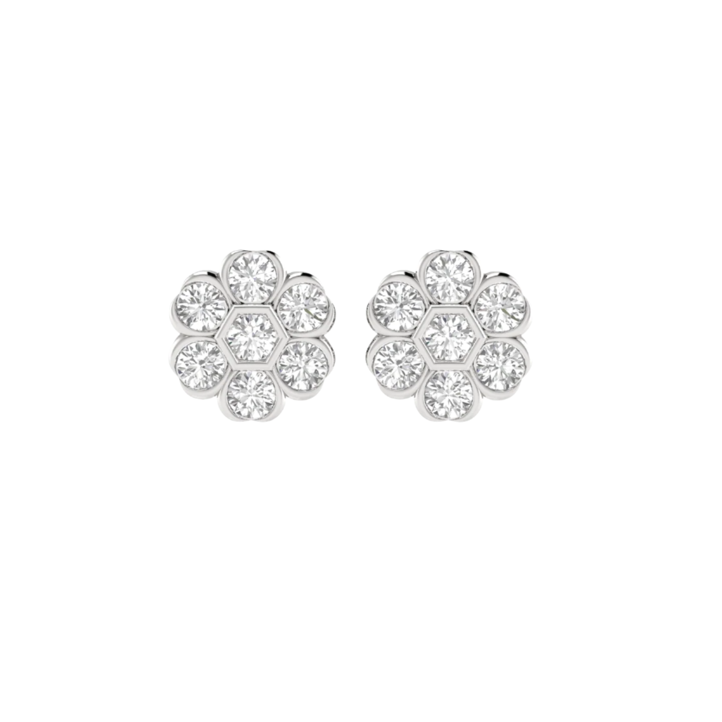 Floral Diamond Stud Earrings