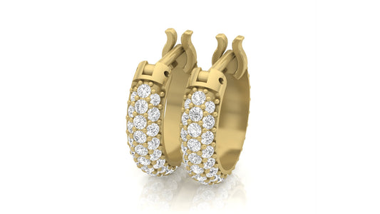 Triple Row Diamond Hoops