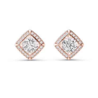 Round Diamond Halo Stud Earrings