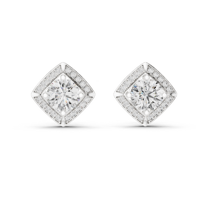 Round Diamond Halo Stud Earrings