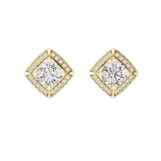 Round Diamond Halo Stud Earrings