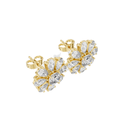 Flora Diamond Cluster Stud Earrings
