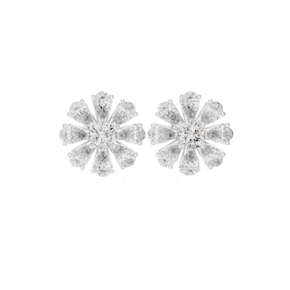 Flora Diamond Cluster Stud Earrings