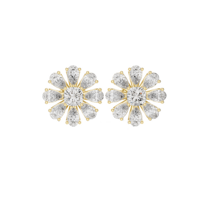 Flora Diamond Cluster Stud Earrings