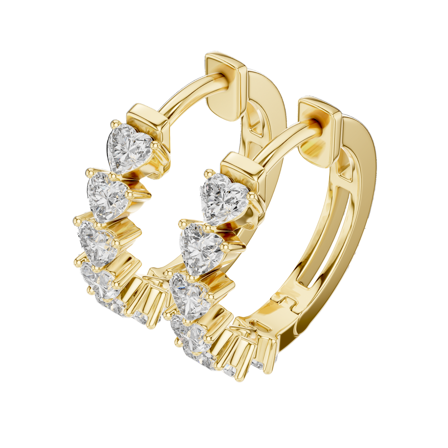 Heart Line Diamond Hoops