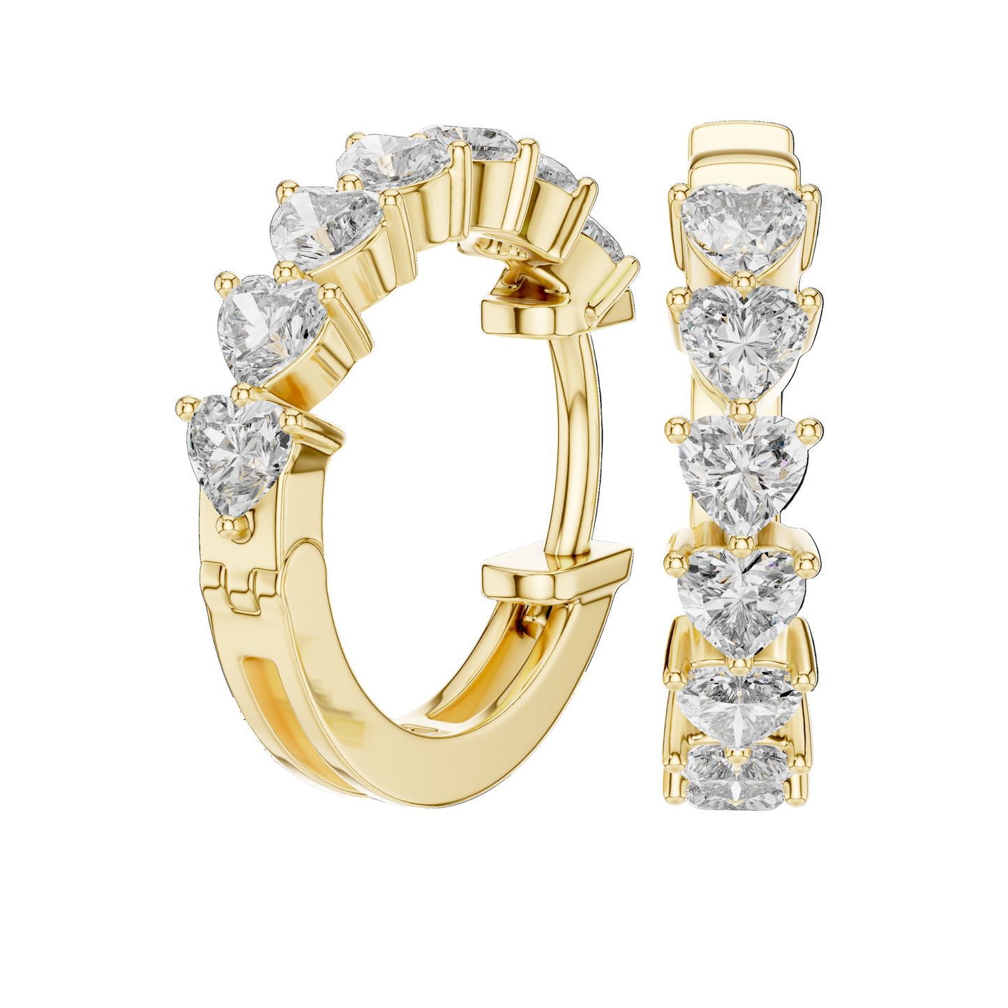 Heart Line Diamond Hoops