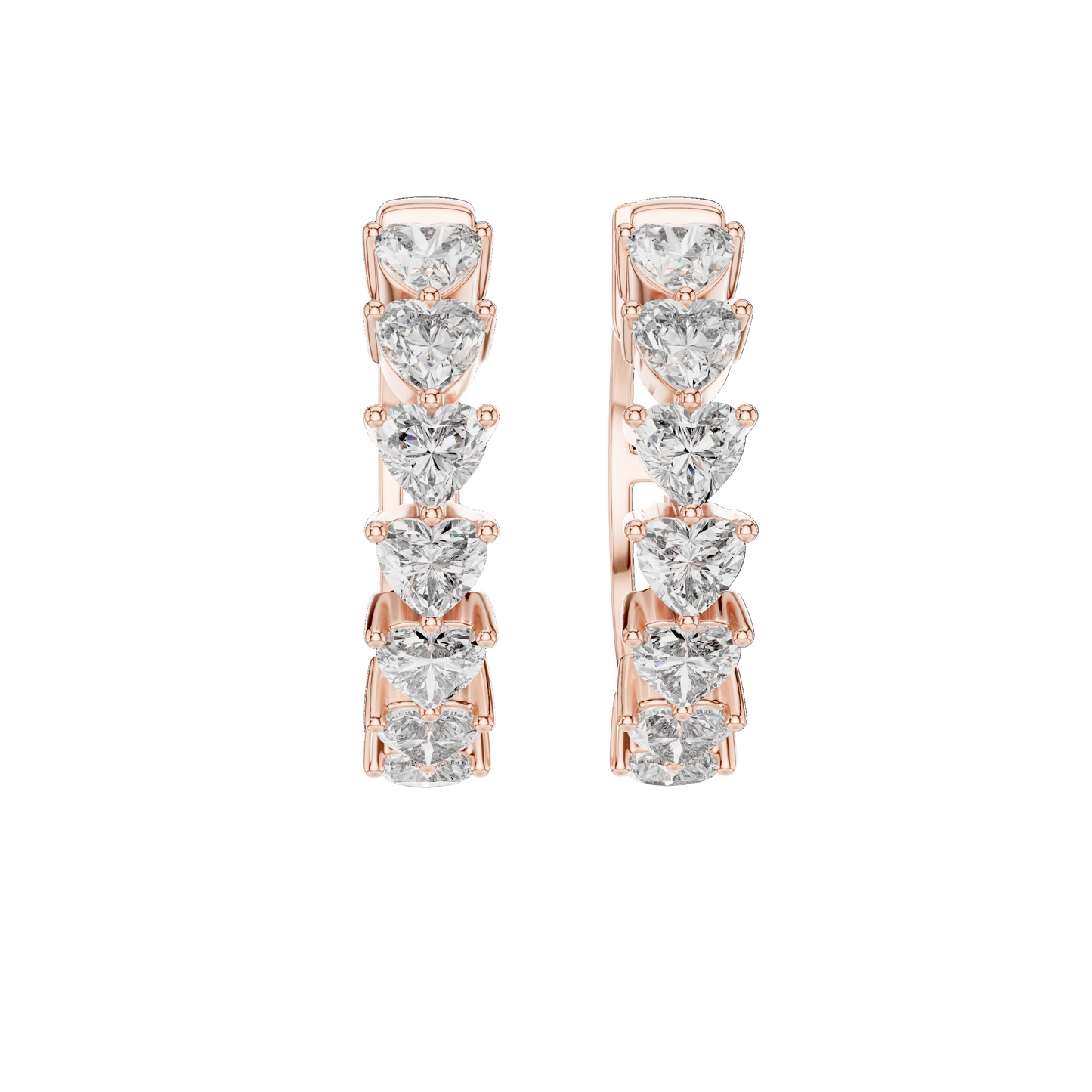 Heart Line Diamond Hoops