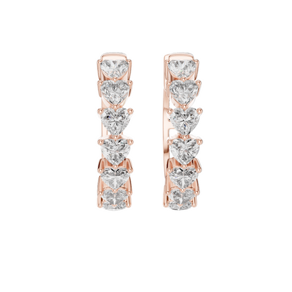 Heart Line Diamond Hoops