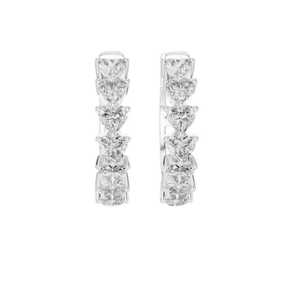 Heart Line Diamond Hoops