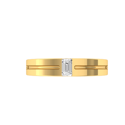 Modern Men's Ring with Emerald Diamond
