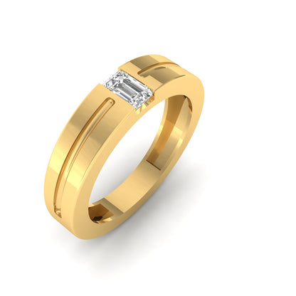 Modern Men's Ring with Emerald Diamond