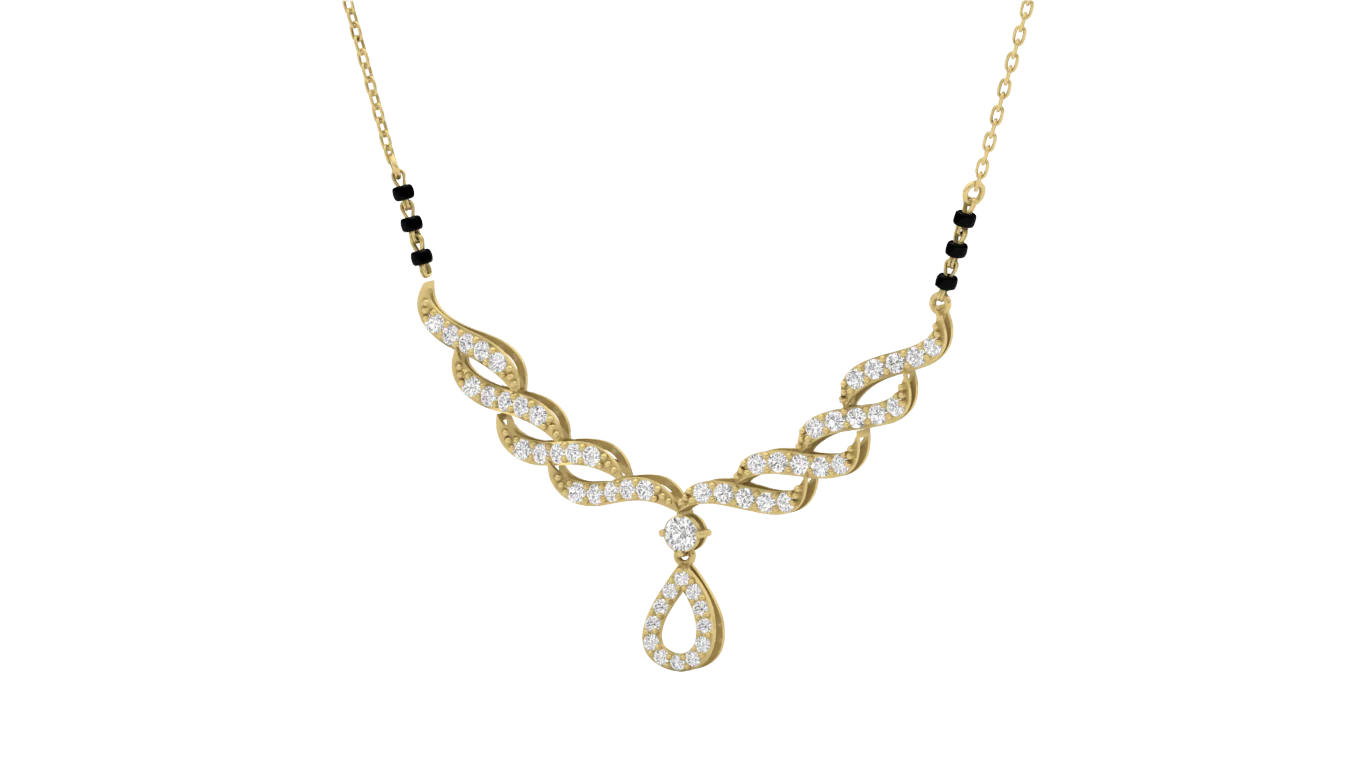Elegant Leaf Design Diamond Mangalsutra