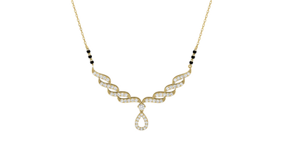 Elegant Leaf Design Diamond Mangalsutra