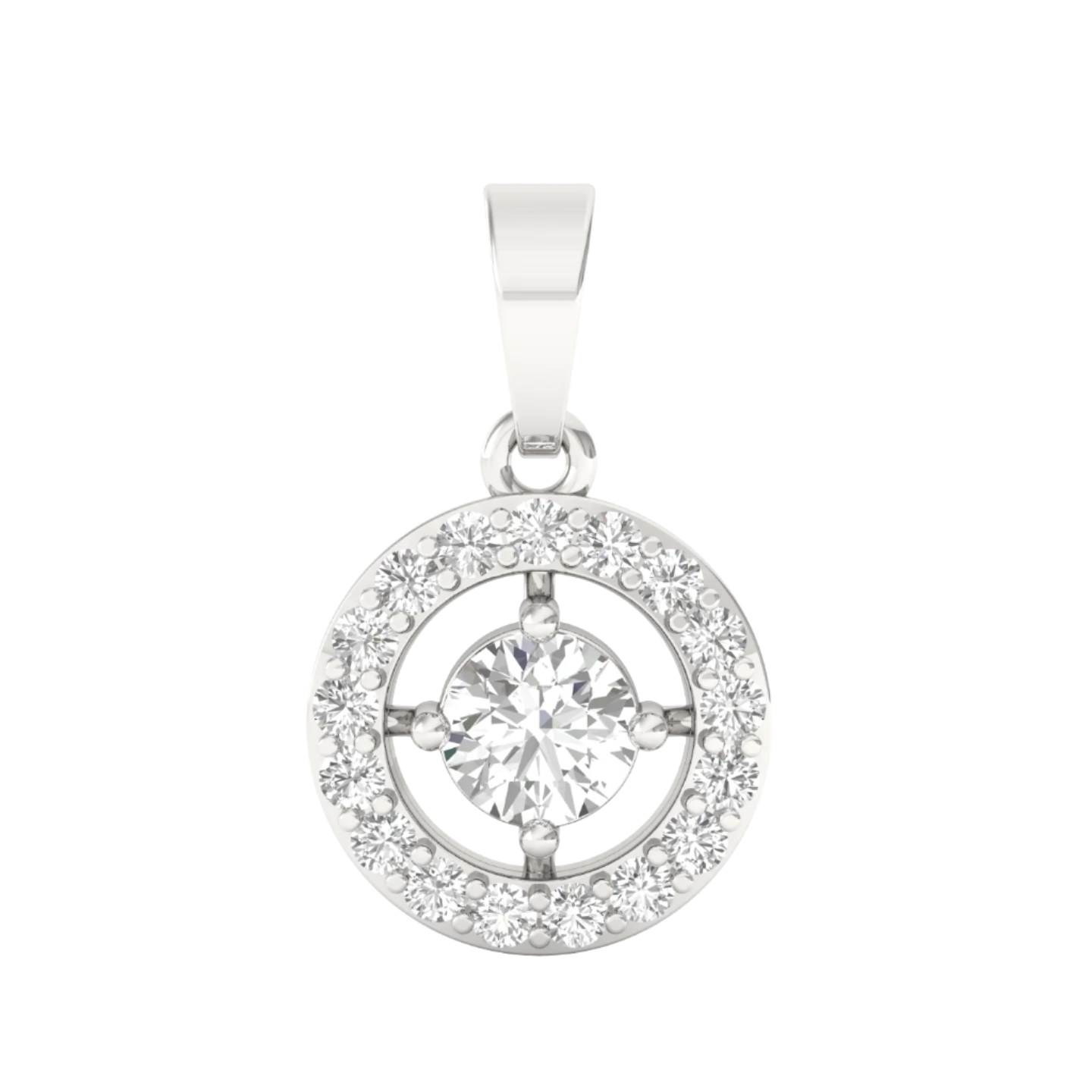 Round Diamond Halo Pendant (Without Chain)