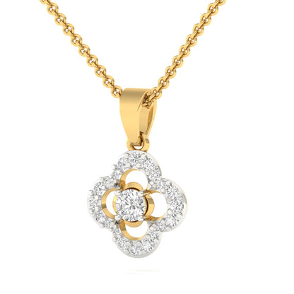 Elegant Diamond Flower Pendant (without Chain)
