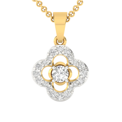 Elegant Diamond Flower Pendant (without Chain)