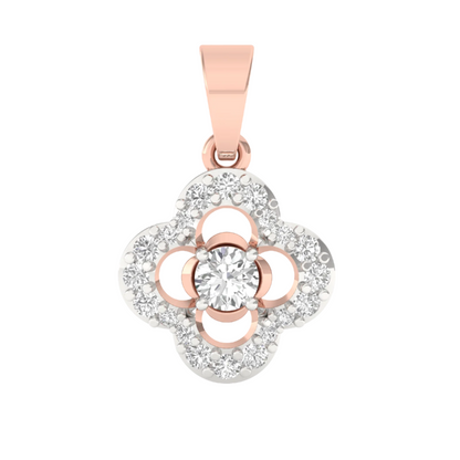 Elegant Diamond Flower Pendant (without Chain)