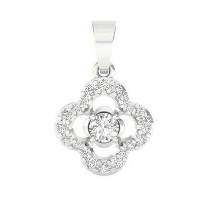 Elegant Diamond Flower Pendant (without Chain)