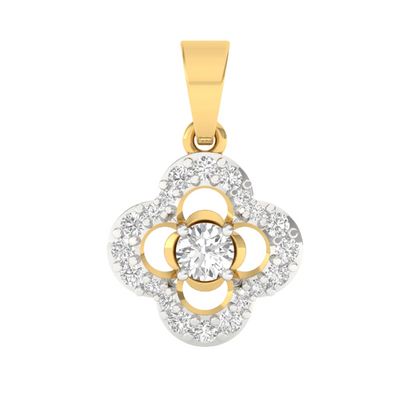Elegant Diamond Flower Pendant (without Chain)