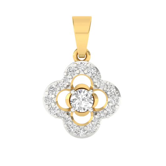 Elegant Diamond Flower Pendant - Without Chain