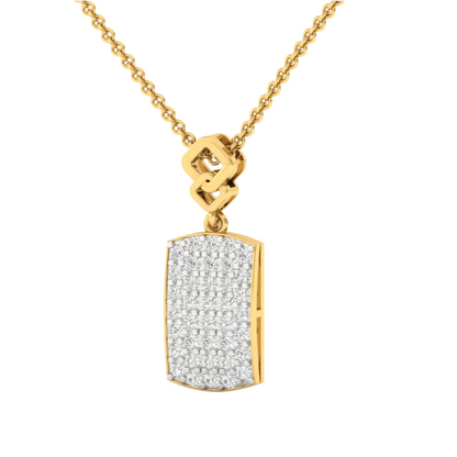 Diamond-Encrusted Rectangular Charm Pendant (without Chain)