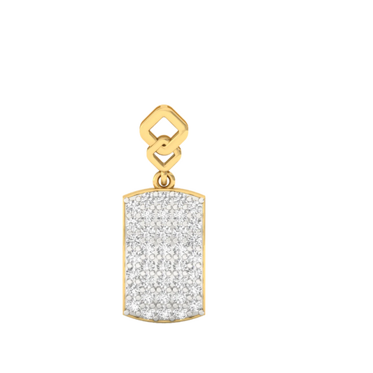 Diamond-Encrusted Rectangular Charm Pendant - Without Chain