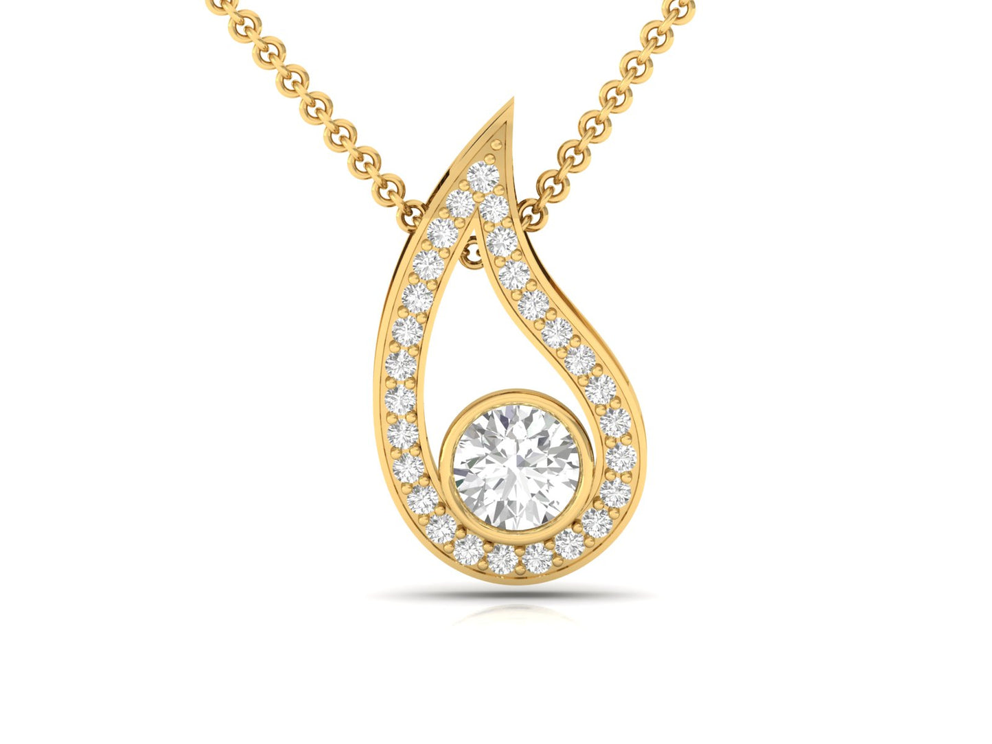 Radiant Teardrop Halo Diamond Pendant (without Chain)
