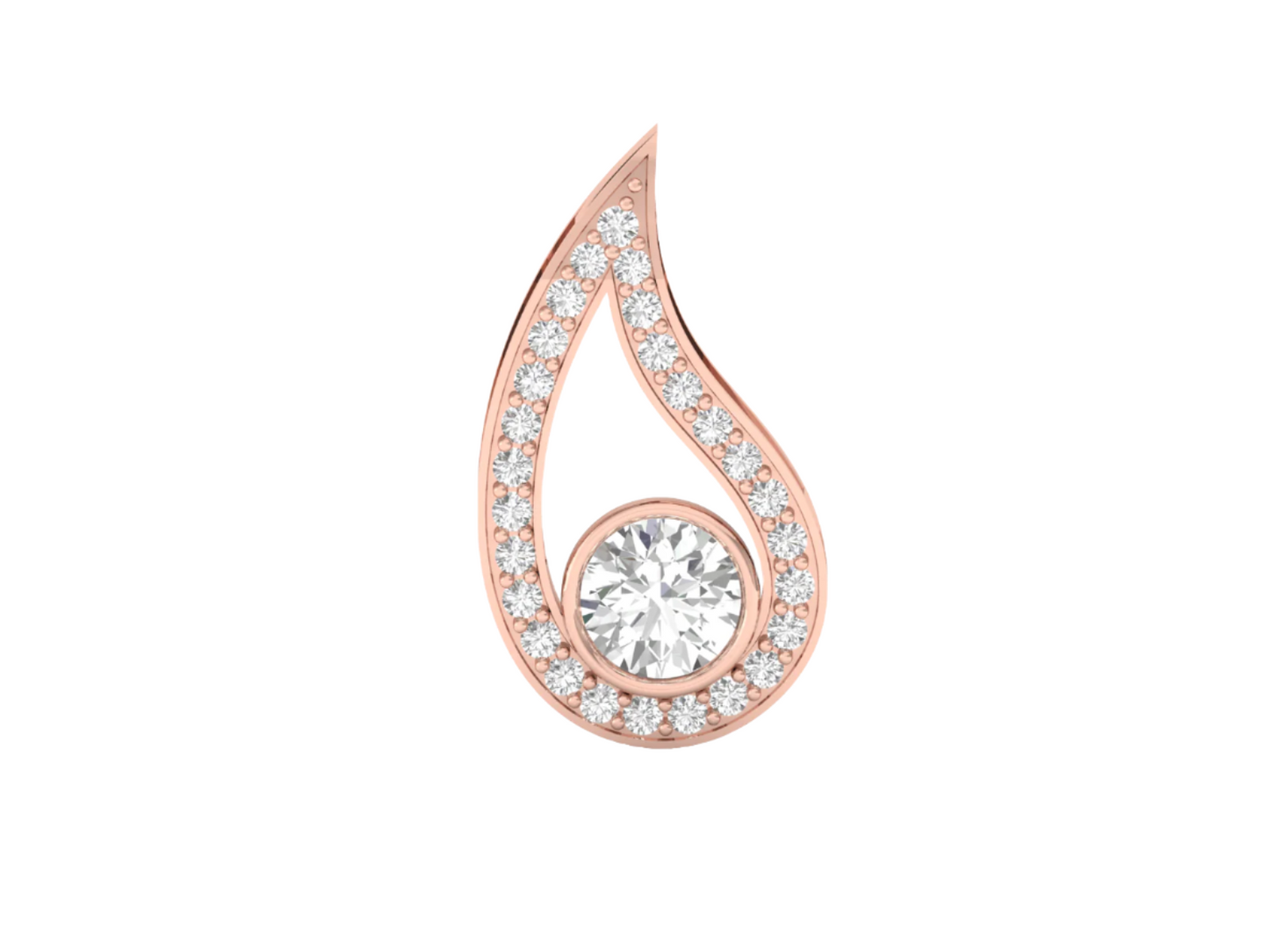 Radiant Teardrop Halo Diamond Pendant (without Chain)