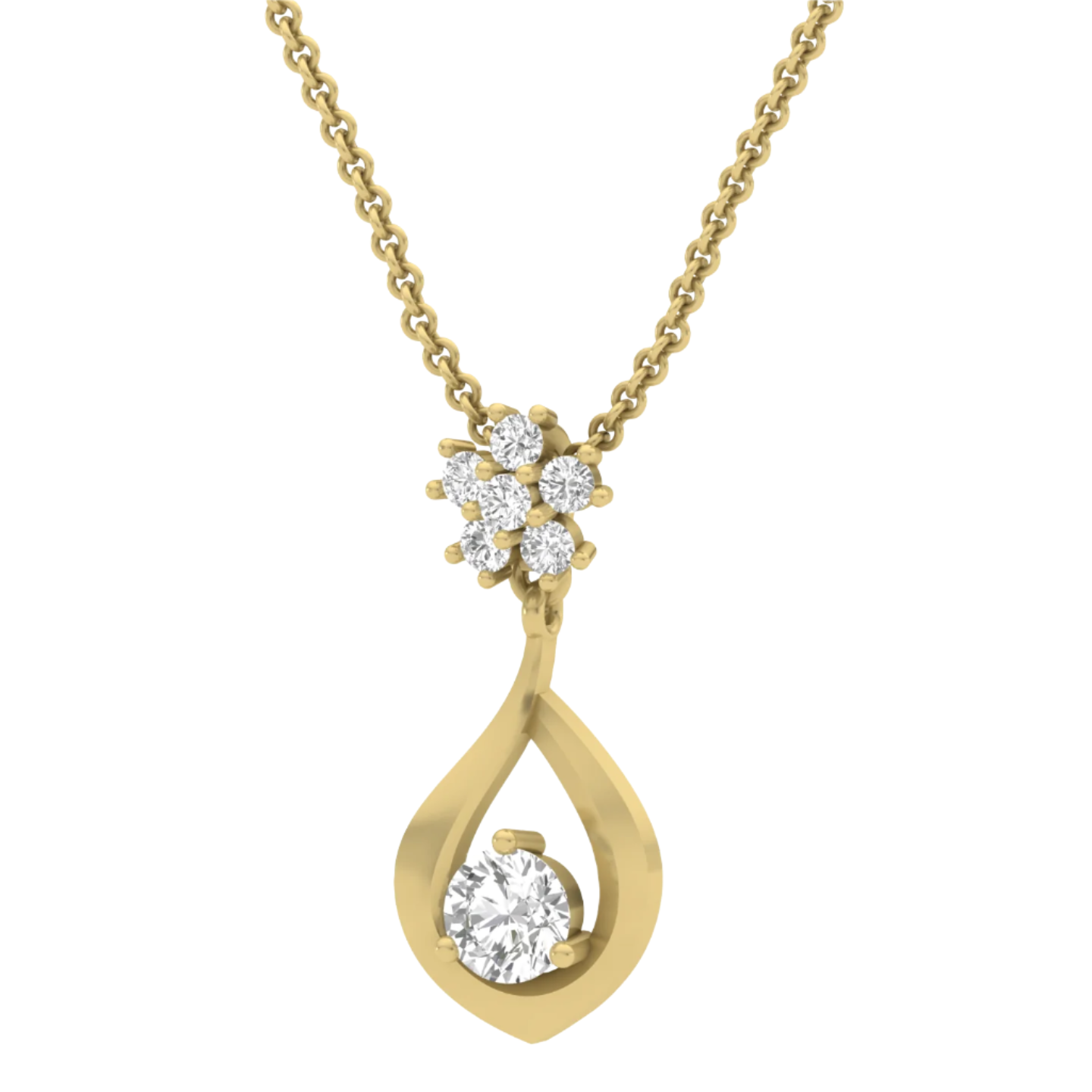 Floral & Teardrop Diamond Pendant (without Chain)