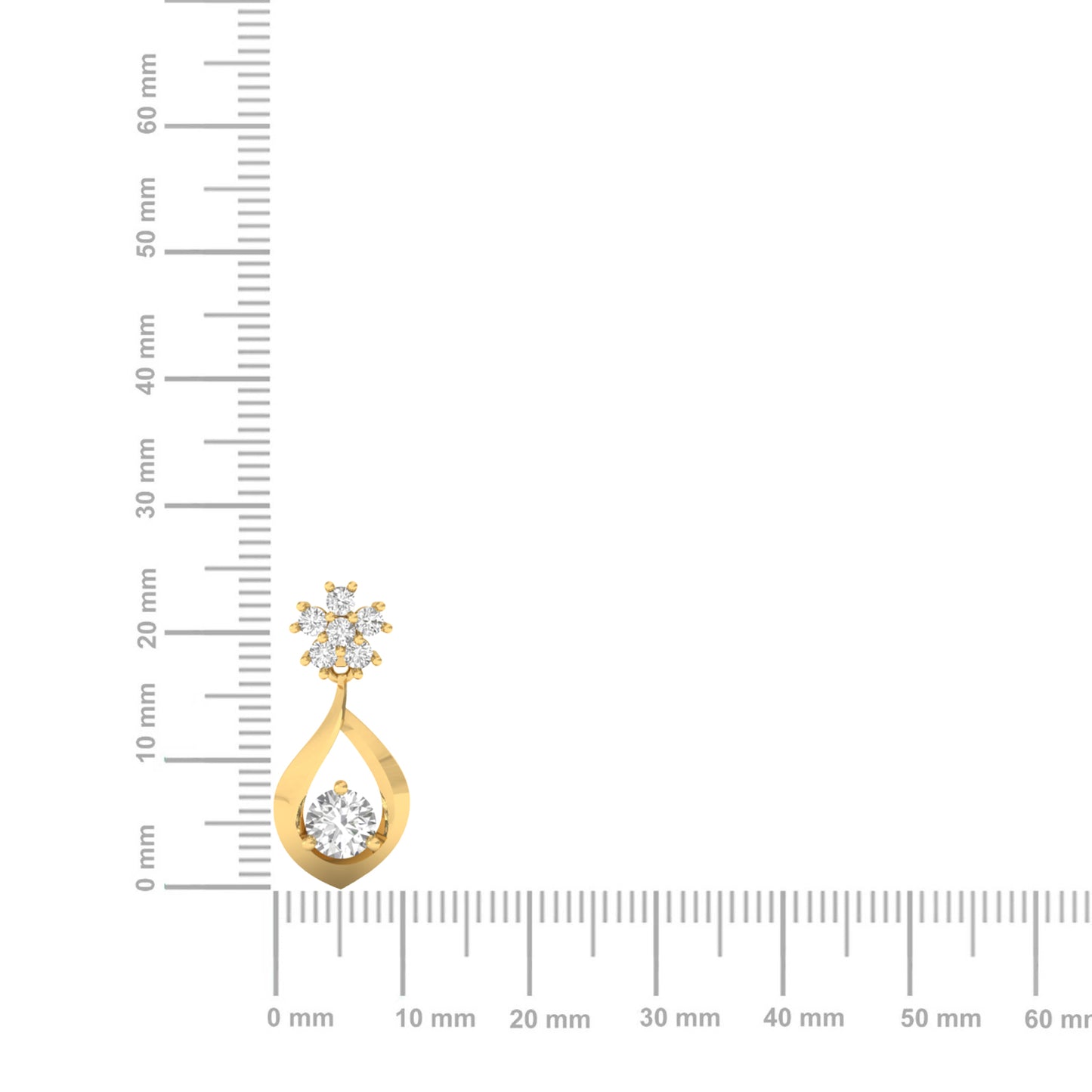 Floral & Teardrop Diamond Pendant (without Chain)