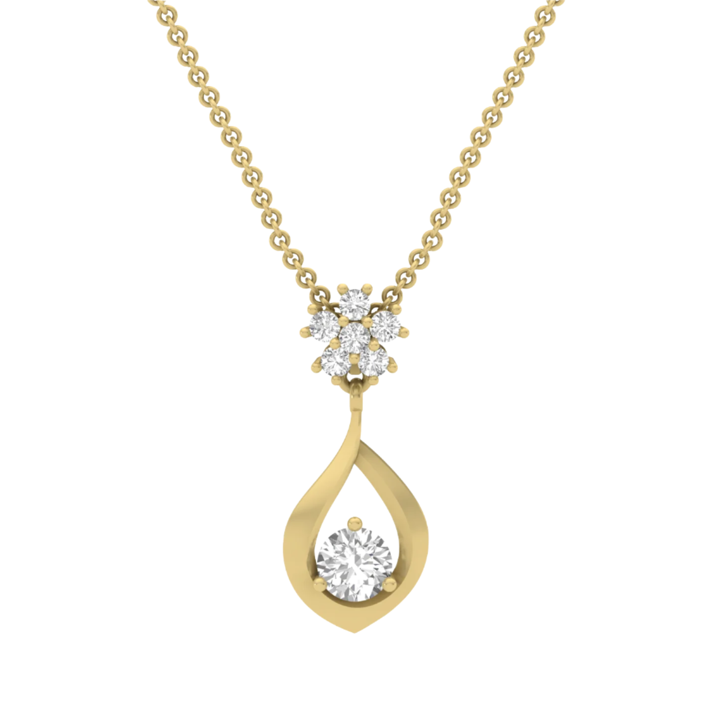 Floral & Teardrop Diamond Pendant (without Chain)