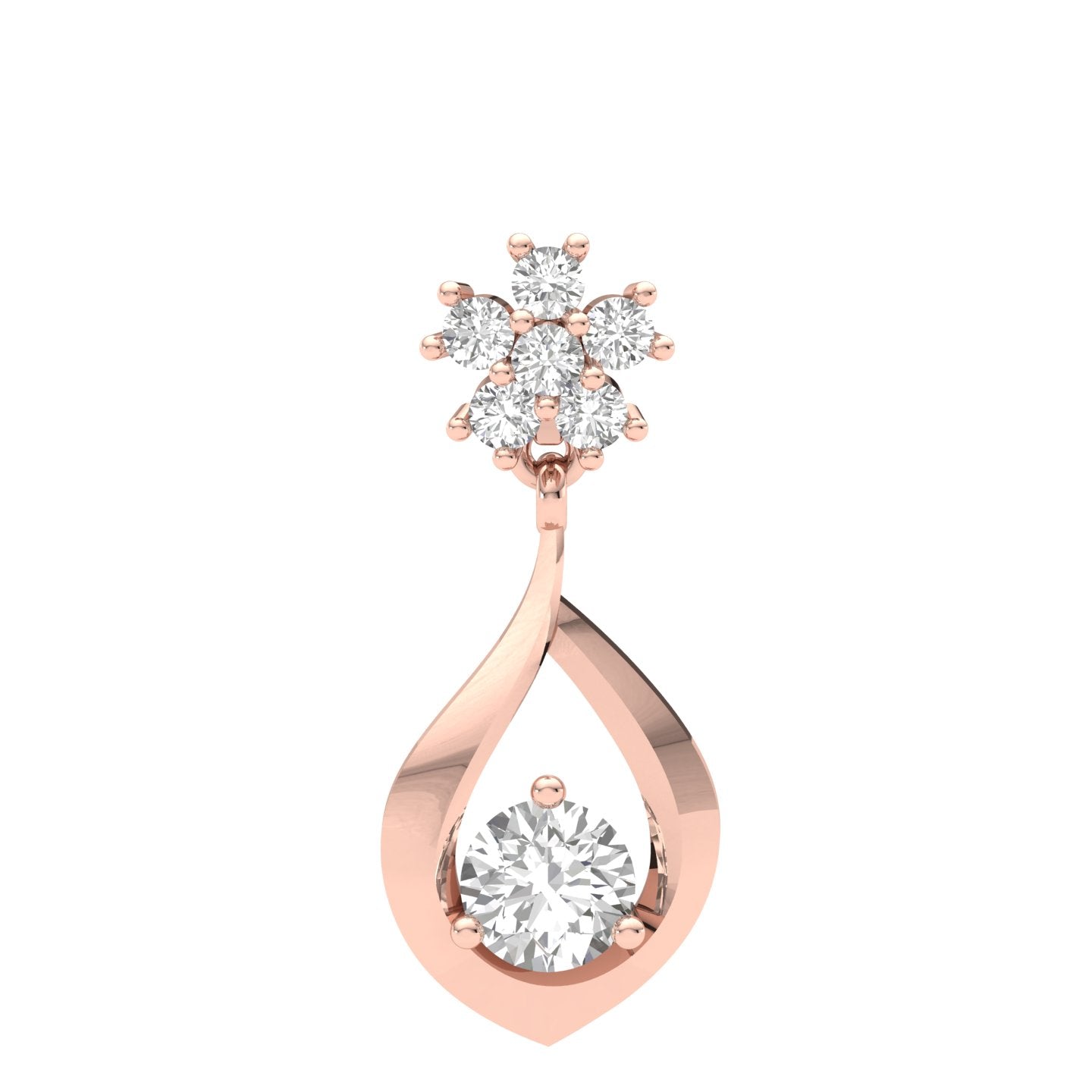 Floral & Teardrop Diamond Pendant (without Chain)