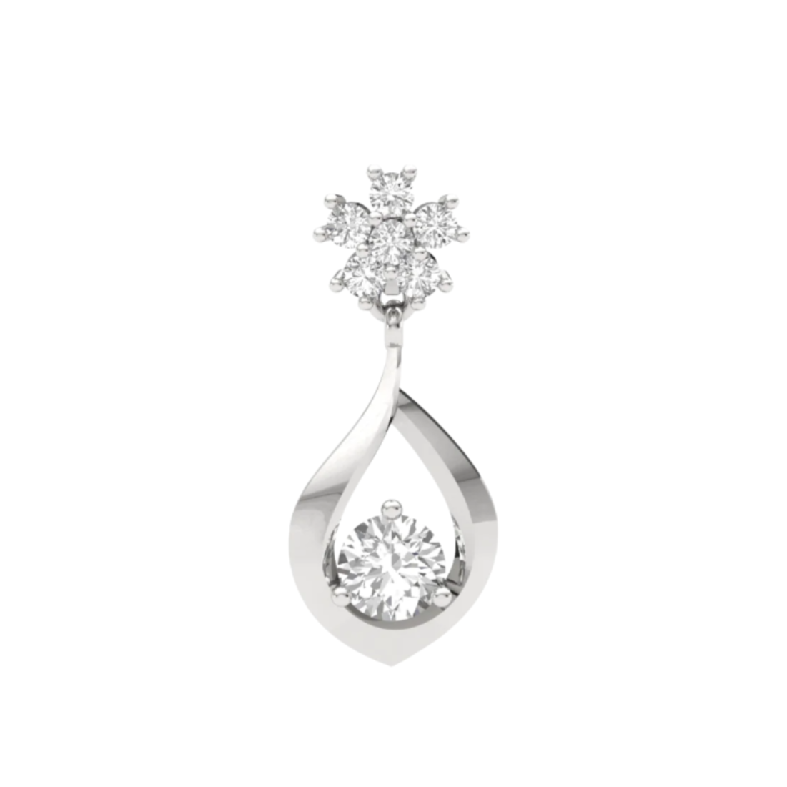 Floral & Teardrop Diamond Pendant (without Chain)