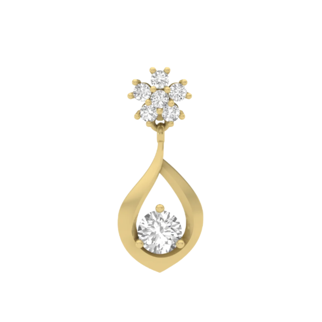 Floral & Teardrop Diamond Pendant (without Chain)