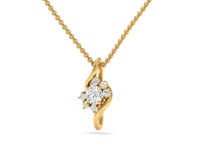 Stylized Floral Diamond Pendant (without Chain)