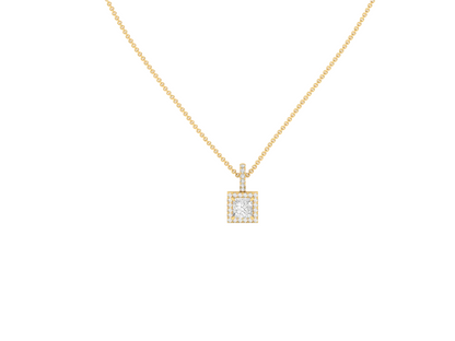 Exquisite Princess Cut Diamond Halo Pendant (without Chain)