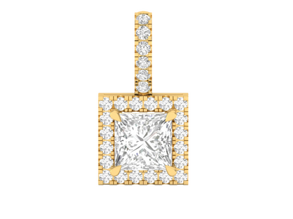 Exquisite Princess Cut Diamond Halo Pendant (without Chain)