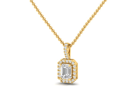 Dazzling Emerald Halo Diamond Pendant (without Chain)