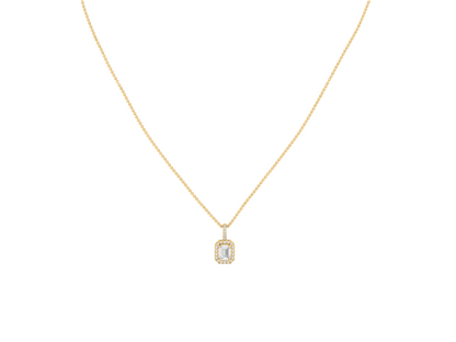 Dazzling Emerald Halo Diamond Pendant (without Chain)