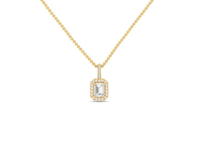 Dazzling Emerald Halo Diamond Pendant (without Chain)