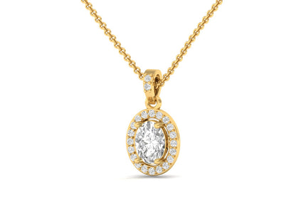 Dazzling Oval Halo Diamond Pendant (without Chain)
