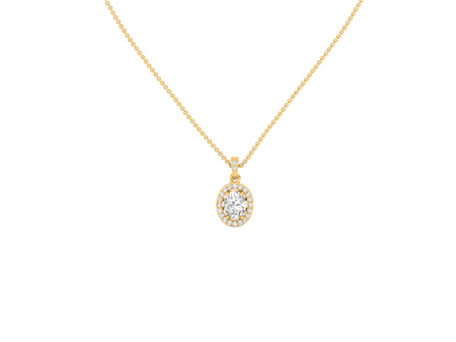 Dazzling Oval Halo Diamond Pendant (without Chain)